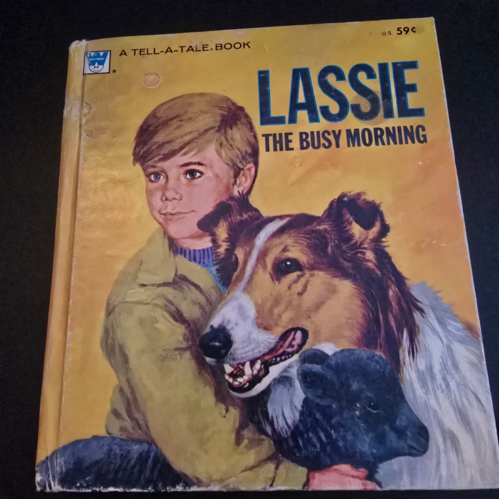 Vintage 1970s Whitman Lassie The Busy Morning Book Kids OS Yellow Hardcover Dog